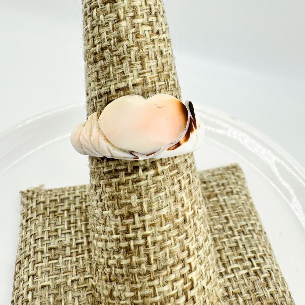 Vintage Heart Shell Ring Beachy Chic Retro Glam Vacation Unique Gift Ocean